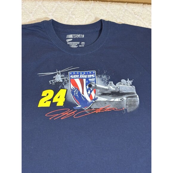 Jeff Gordon NASCAR Honoring Our Troops US Military 2 Sided Blue Tee Size 2XL - Picture 3 of 13